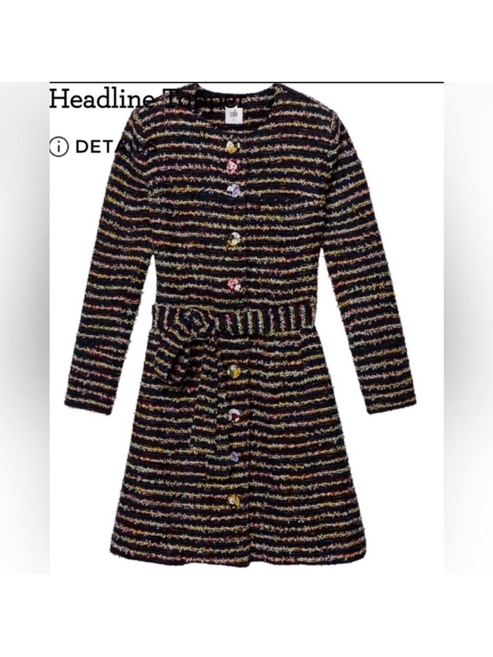 Cabi Headline Topper navy/multicolor boucle coat